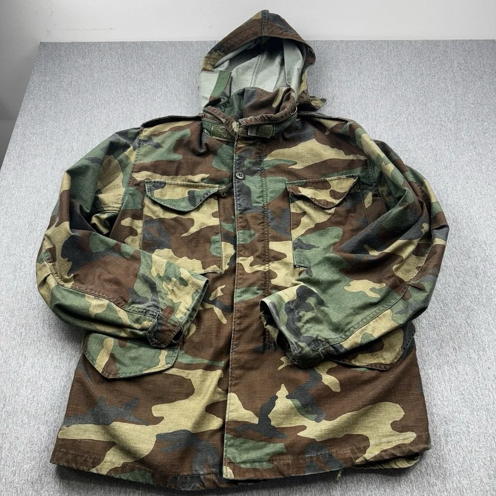 US Army Jacket Mens Medium Regular Green Camo Coat Cold Weather Field Daly